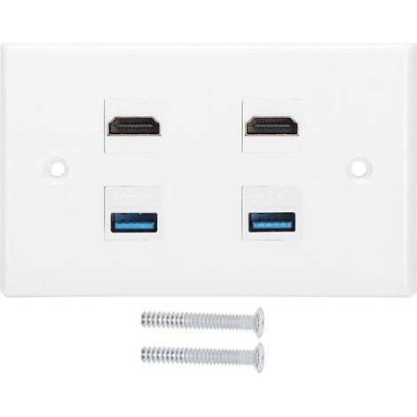 Panel de placa mural 2 HDMI hembra a boucle 2USB, para casa y hotel (1/5)
