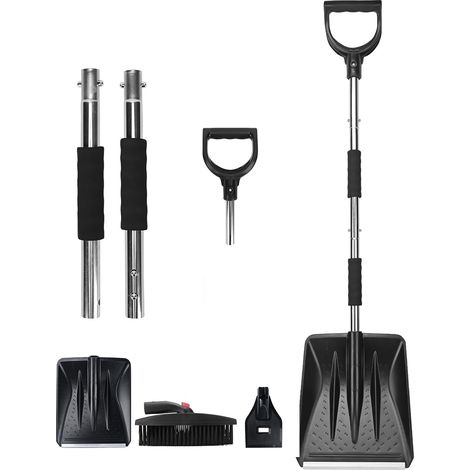 Enowelir Kit de pelle à neige rétractable 3 en 1 avec grattoir à glace et brosse à neige pour glace, neige, allée de voiture avec sac de rangement et gants (1/4)