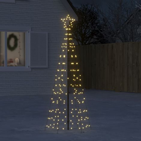vidaXL Árbol de Navidad LED con estacas 220 LEDs blanco cálido 180 cm (1/5)