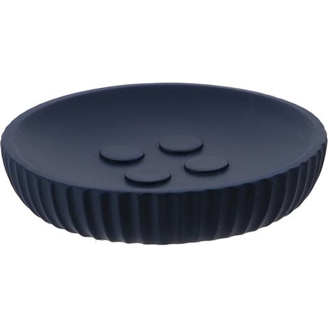 Seifenschale aus polyresin rund gestreift - marineblau - Tendance