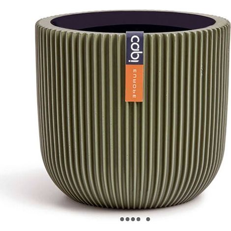 Pot Groove plastique forme eggpot H 13 x D 14cm Vert - dimhaut: H 13 cm - couleur: Vert