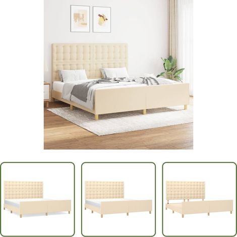 Kopfteil - Bettgestell ohne Matratze Creme 160x200 cm Stoff (1/5)