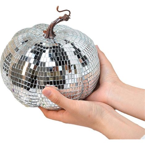 Discokugel mit silbernem Spiegeleffekt, kürbisförmige Discokugel, 20 cm (1/5)