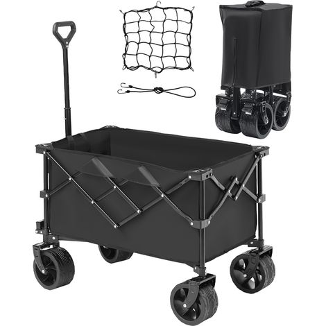 Mophorn Collapsible Folding Wagon, 113L Beach Wagon Cart with All-Terrain Wheels, Heavy-Duty Folding Cart, 250 lbs Capacity with Drink Holders, Sports Wagon for Camping, Shopping, Garden (1/5)