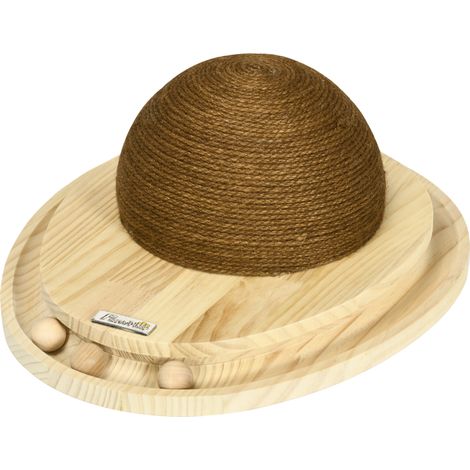 Piste à billes pour chat avec griffoir, circuit ovale, bois de pin, 39,5 x 32,5 x 14,5 cm