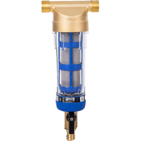 Filtro de agua de sedimentos reutilizable aplicable, filtro de agua de sedimentación con filtro de repuesto, prefiltro de agua externo, prefiltro de agua para tubería de agua de pozo (3/4'') (1/5)