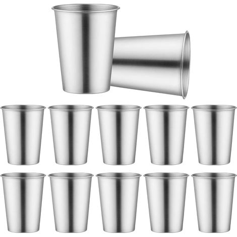 Lot de 10 Gobelet, Acier inoxydable SUS304, 350 ml, Design empilable, Bord arrondi, Pour camping et pique-nique (1/5)