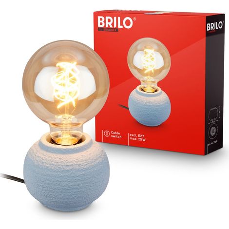 Briloner Lampe de table pied en céramique Ø10 x 8 cm douille E27 max. 25 W interrupteur sur le cordon gris - Lampe de chevet pour salon chambre couloir (1/5)