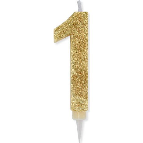 Big Party Candelina Numero 1 Max Cera Sweety Oro Glitter