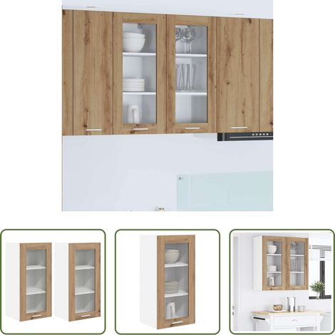 Holzschrank - Hängeschrank 2 pcs Artisan-Eiche 40 x 31 x 80 cm Holzwerkstoff (1/5)