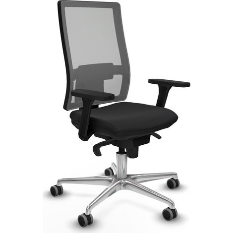 Horna sincro malla gris similpiel negro brazos 3D base aluminio  ruedas 65mm engomadas (1/5)