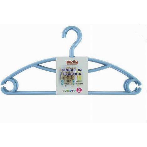 Cleafe - Set 5 Pz Grucce Stampelle Appendiabiti Plastica Celeste Vestiti Pantaloni 87686 - (1/3)