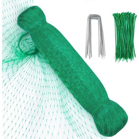 4 10M Filet Anti Oiseaux，Filets de Protection Jardin avec 30 Attaches de Câble et 10 Piquets de Jardin Maille Filet de Protection Filet pour Oiseaux