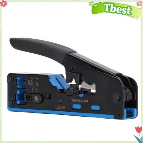 Tbest kit d'outils de sertissage RJ45 Pass Through Kit D'outils de Sertissage RJ45, Pince à Sertir Compacte quincaillerie outils (1/5)