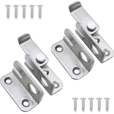 Lot de 2 verrous pour portes coulissantes, petit cadenas, petit loquet en acier inoxydable, verrou de sécurité à ouverture à droite pour portes, fenêtres, armoires de salle de bain et tiroirs.