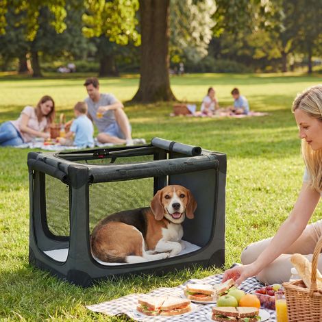 Cage de transport pliable pour chien, avec coussin amovible et lavable, revêtement en tissu Oxford, pour chiens jusqu'à 20 kg, vert armée