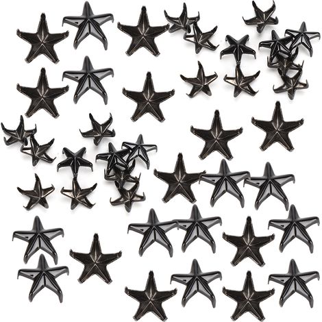 200 rivets étoiles à 5 branches, clous griffes en forme d'étoile, accessoires de décoration pour sacs et chapeaux, 10 mm, noir