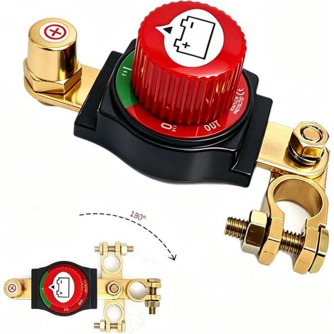 Circuit breaker battery 12 V 24 V 48 V, Master Switch 300 A battery, isolator battery switch for yacht, boat, truck, bus, car, motorcycle, caravans (red, green) (1/5)