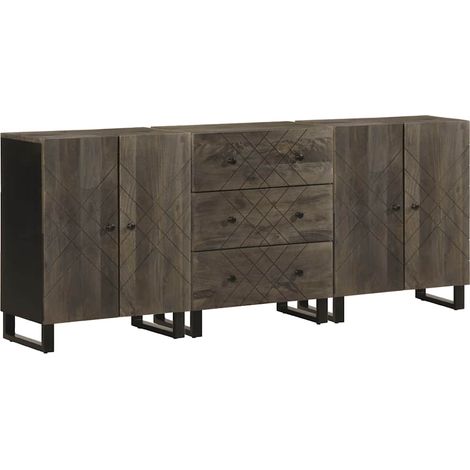 Aparadores 3 piezas madera maciza mango negro 60x33x75 cm vidaXL (1/5)