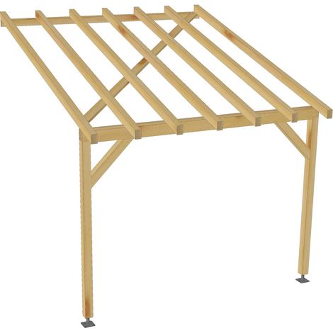 Carport adossé 3x3 - Tuilable pente 30% - Bois massif - Robuste Sans la visserie et sans les pieds de poteaux (1/5)