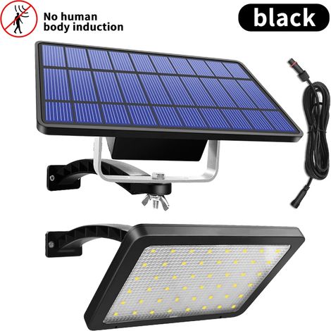 Lampe solaire (noire sans capteur) 800 lm, 48 LED, compatible avec les éclairages extérieurs de jardin, mur et cour, éclairage de sécurité LED avec angle d'éclairage réglable (1/5)