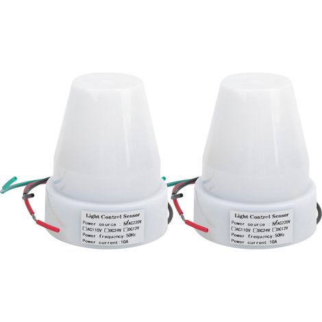 Lot de 2 interrupteurs de commande d'éclairage AC220V 10A, réglables et automatiques, avec capteur photoélectrique et contrôleur d'éclairage.