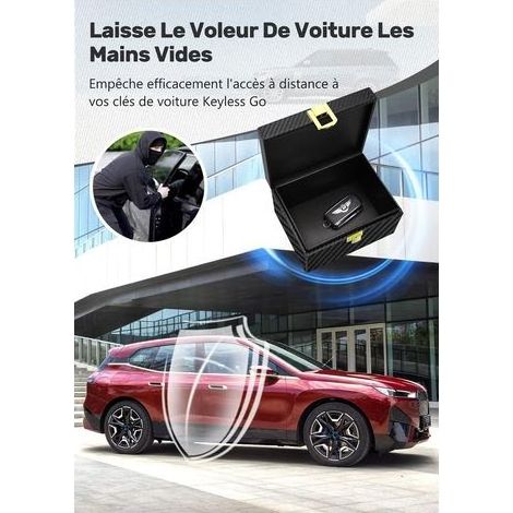 Boîte Anti RFID Clé Voiture Ensemble avec Etui RFID, Boitier Blocage Signal RFID Protection de Sécurité Clé Télécommande Voiture Keyless Go Contre