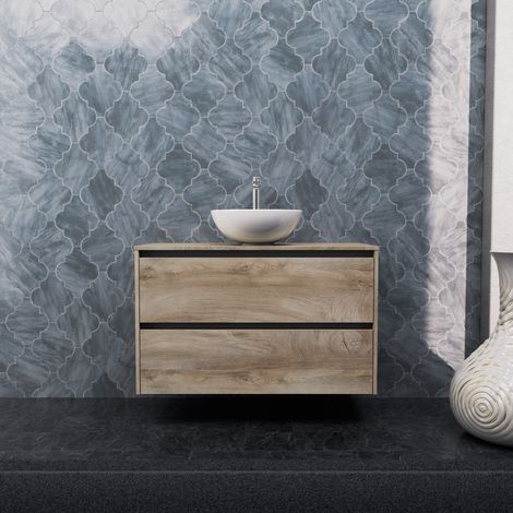 Inda - Mobile bagno L.100 con lavabo in appoggio / Rovere