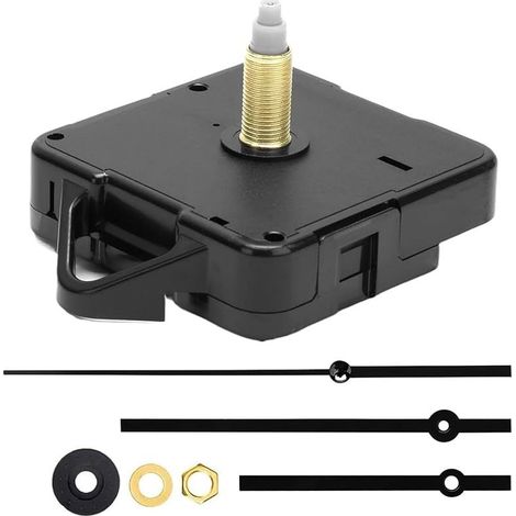 Kit d'horloge silencieuse pour horloge murale 24 mm, avec aiguilles incluses, robuste, kit de réparation de pièces de rechange (noir)
