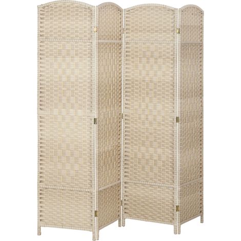 Paravent intérieur - HOMCOM - 4 panneaux - pliable - pour salon, chambre à coucher, maison - 180 x 180 cm - chêne (1/5)