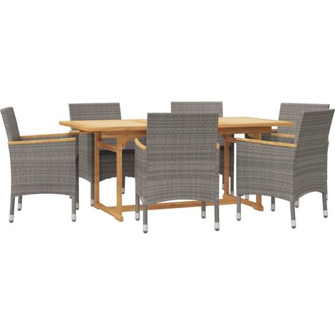 Set da Pranzo per Giardino 7 pz con Cuscini Grigio vidaXL (1/4)