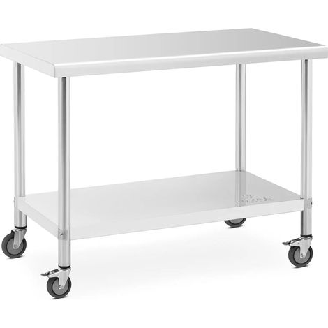 Mesa de trabajo de cocina profesional premium 60 x 120 cm 158 kg acero inoxidable 140010019