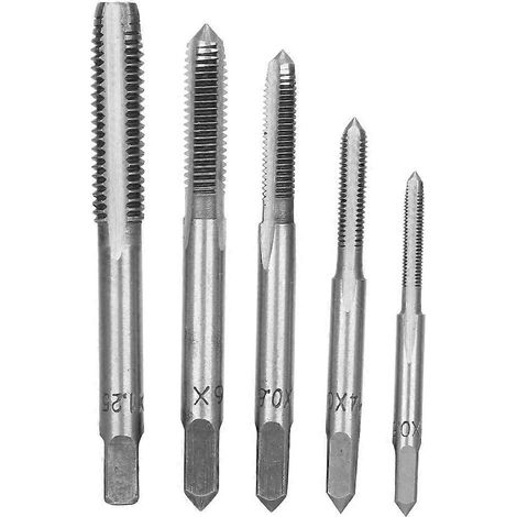 5-teiliges manuelles Gewindebohrer-Set aus Hochleistungs-Schnellstahl, M3, M4, M5, M6, M8 (Silber)