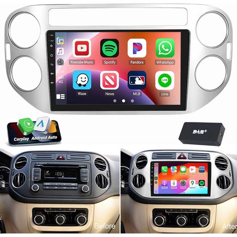 Autoradio Android 14 Carplay 9 pouces pour VW Tiguan 2010-2016 GPS WiFi GPS RDS 4+64G DAB