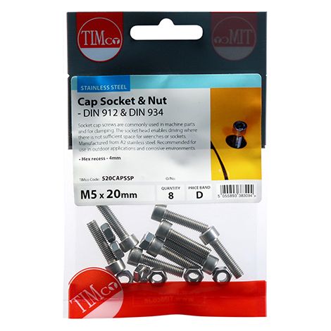 TIMCO Cap Socket Screws DIN912 A2 Stainless Steel - M5 x 20