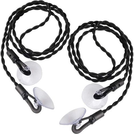 Étendoir à linge de voyage - Lot de 2 - Avec crochets et ventouses - Élastique et portable - Résistant au vent - 3 mètres - Noir (1/5)
