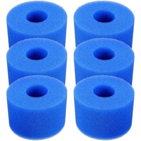 Lot de 6 cartouches de filtre de piscine réutilisables et lavables en mousse pour jacuzzi type S1 (bleu)