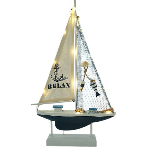 Modèle Voilier LED Décoration Nautique Ornament Lumineux Artisanal Cadeau Maison Souvenir Voyage Étudiant Design Poisson (1/5)