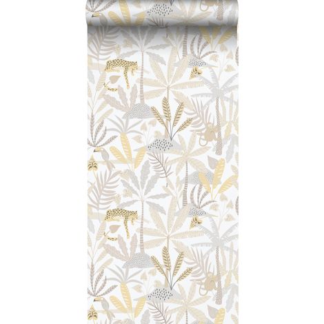 papier peint animaux de la jungle beige, gris et blanc - Sanders & Sanders (1/5)