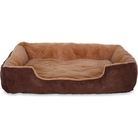 lionto Hundebett, Hundekissen, Hundekörbchen mit Wendekissen, Größe (XL) 90x70 cm Farbe beige/braun