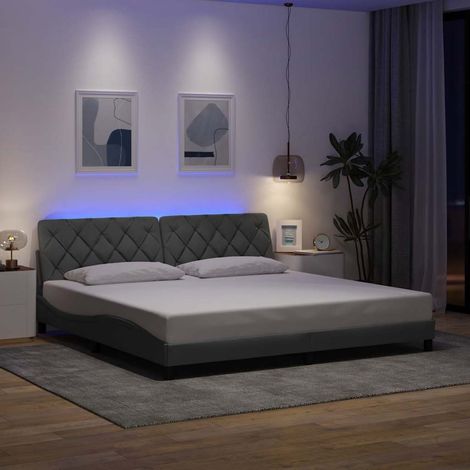 vidaXL Giroletto con LED senza Materasso 200x200 cm Tessuto (1/4)