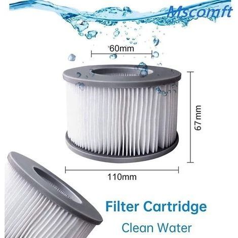 Packung mit 6 Ersatzfilterkartuschen für aufblasbare MSPA-Pools und Whirlpools (1/4)