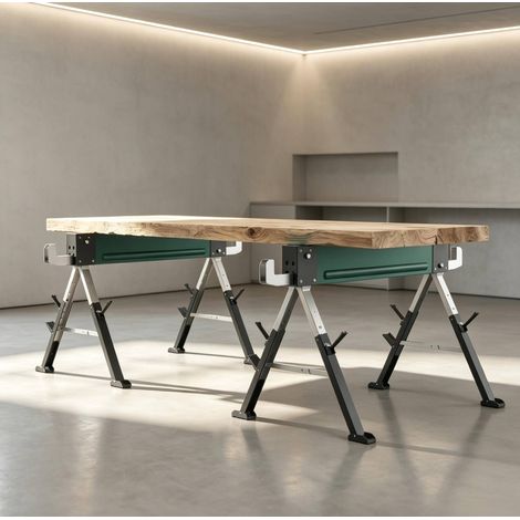 Klappbare Metall-Sägeböcke, höhenverstellbar 64–81 cm, 2 Stück, mit Griff OKMYHOME (1/5)