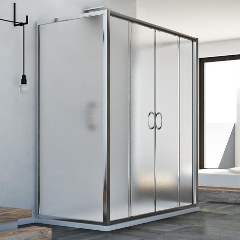 Box doccia 3 lati scorrevole vetro stampato h 185 mod. Replay Trio 2 Ante 70x170x70 cm