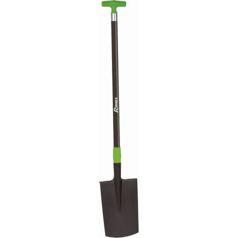Bêche de Jardin à bord plât 20 x 28 cm manche creux fibre en T 90 cm - Outil Jardinnage - Fabriqué en Italie
