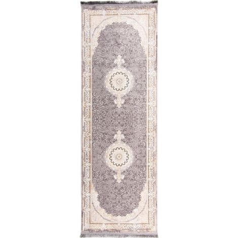 Tapis persan Ava  - 200x100cm, Rectangular - 100% Acrylique - Tissé - Gris