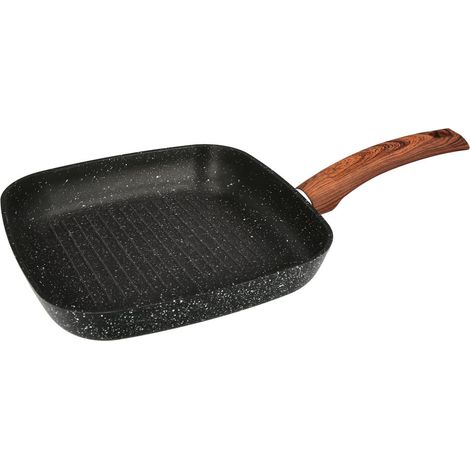 sarten aluminio forjado antiadherente 24x24x4,5 cm. mango engomado / 5 capas / acabado piedra / todo tipo de cocinas / grill (1/5)