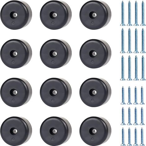 Pieds de Meubles Ronds 12 pièces Pieds de Meuble Noir Ø 40 x H 25 mm Pieds de Canapé Pied pour Meuble Pieds D'armoire avec 24 pièces Vis (1/5)