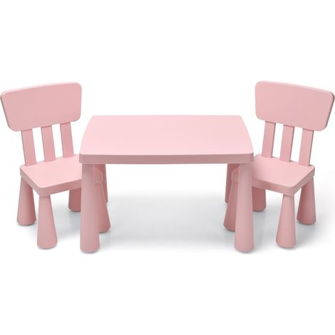 Set di 1 tavolo e 2 sedie per bambini 76,5 x 54,5 x 49,5 cm design ergonomico e confortevole rosa 200012016