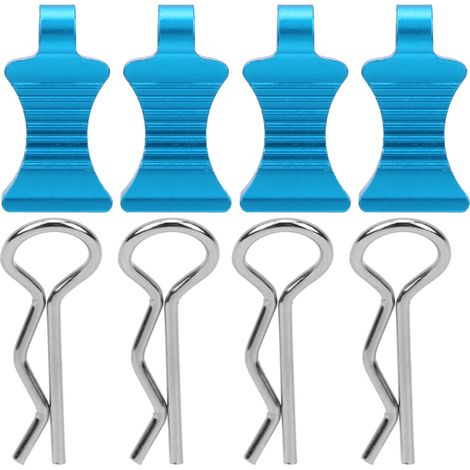 Set di 4 clip e staffe in alluminio blu a forma di R, resistenti, per auto radiocomandate in scala 1/10.